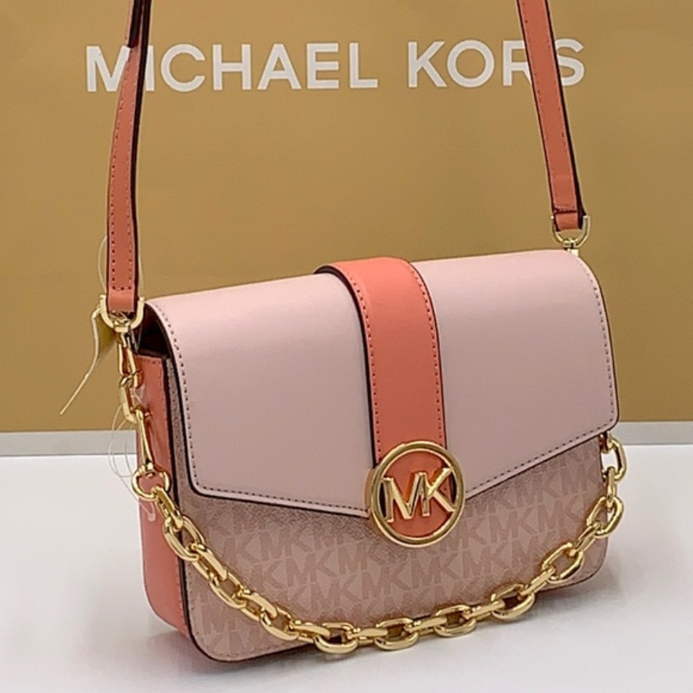 Michael Kors Carmen Small Monogram Flap Crossbody - Sherbert Multi
